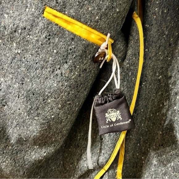 CIRCLE OF GENTLEMEN 100% Virgin Wool Grey Blazer Brown Suede Elbow Patch Size 50 - Picture 7 of 13